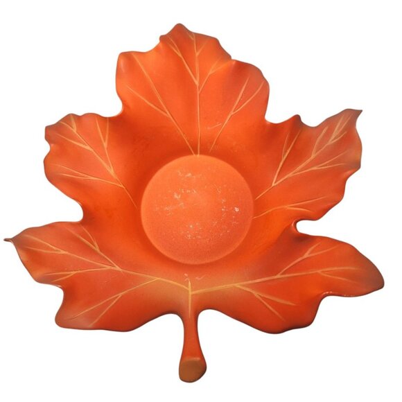Party Lite Leaf Candle Holder Fall Leaves Oak Maple Red Ceramic 7 Inch Autumn - Picture 5 of 5